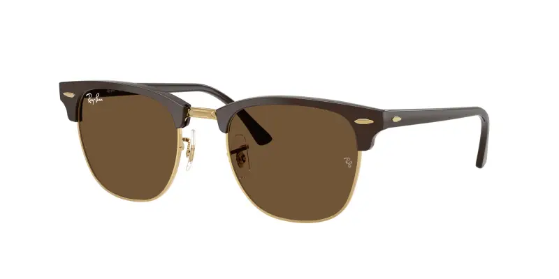 Unisex Ray - Ban RB3016 CLUBMASTER 687853 Occhiali da sole Acetato Marrone Marrone Squadrata Normale