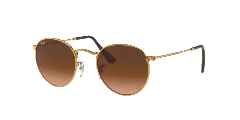 Unisex Ray - Ban RB3447 ROUND METAL 9001A5 Occhiali da sole Metallo Giallo Rosa Rotonda Normale Sfumato