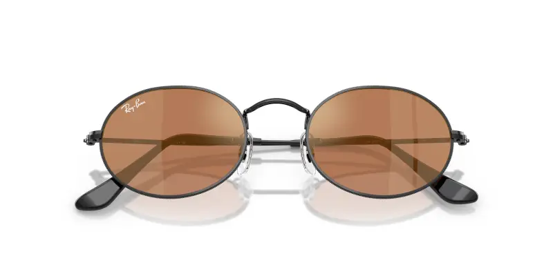 Unisex Ray - Ban RB3547N OVAL 002/40 Occhiali da sole Metallo Nero Marrone Rotonda Specchiate miniatura 2