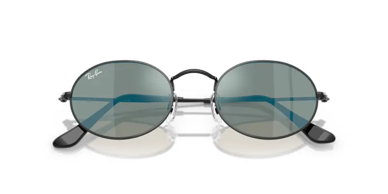 Unisex Ray - Ban RB3547N OVAL 002/8O Occhiali da sole Metallo Nero Rotonda Normale miniatura 2