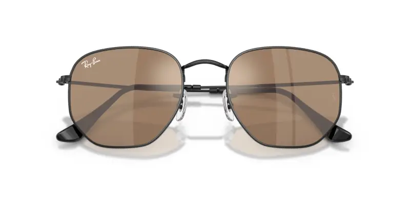 Unisex Ray - Ban RB3548N HEXAGONAL 002/93 Occhiali da sole Acciaio Nero Marrone Geometrica Specchiate miniatura 2
