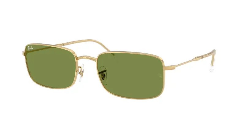 Unisex Ray - Ban RB3746 001/4E Occhiali da sole Metallo Oro Verde Squadrata Normale