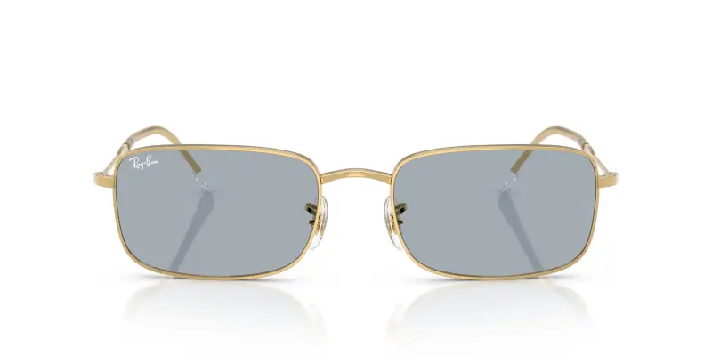 Unisex Ray - Ban RB3746 001/R5 Occhiali da sole Metallo Oro Blu Squadrata Normale miniatura 3