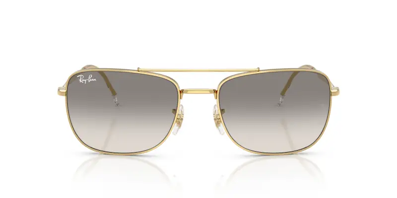 Unisex Ray - Ban RB3755 001/32 Occhiali da sole Metallo Oro Grigio Squadrata Normale Sfumato miniatura 3