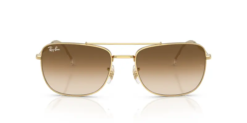 Unisex Ray - Ban RB3755 001/51 Occhiali da sole Metallo Oro Marrone Squadrata Normale Sfumato miniatura 3