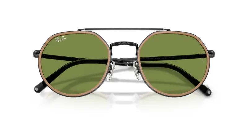 Unisex Ray - Ban RB3765 92794E Occhiali da sole Metallo Nero Verde Geometrica Normale miniatura 2