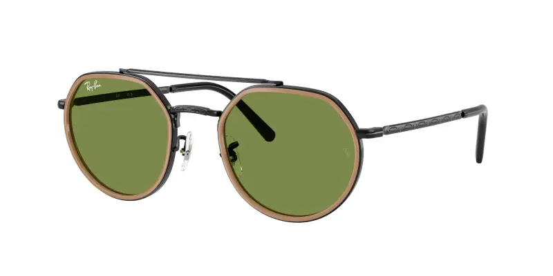 Unisex Ray - Ban RB3765 92794E Occhiali da sole Metallo Nero Verde Geometrica Normale