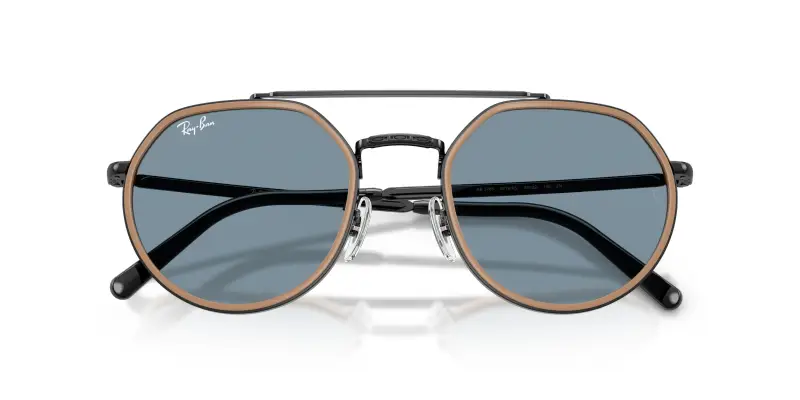 Unisex Ray - Ban RB3765 9279R5 Occhiali da sole Metallo Nero Blu Geometrica Normale miniatura 2