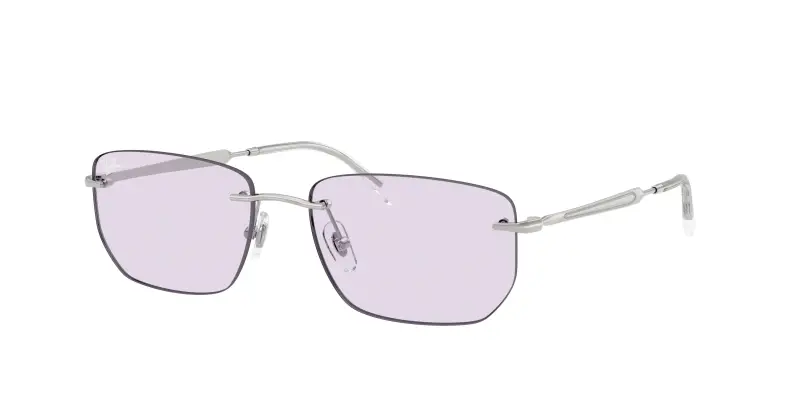 Unisex Ray - Ban RB3768 003/MH Occhiali da sole Metallo Argento Viola Geometrica Fotocromatiche