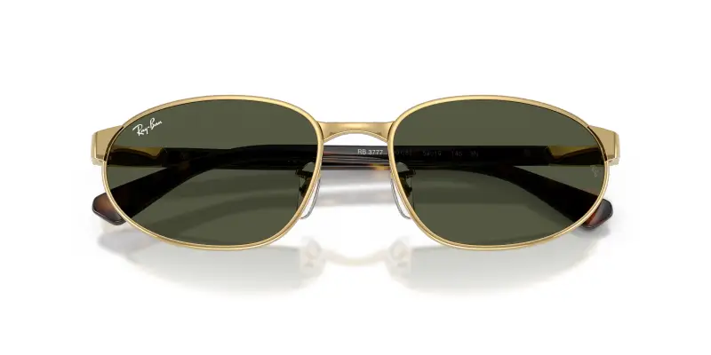 Unisex Ray - Ban RB3777 001/31 Occhiali da sole Metallo Oro Verde Geometrica Normale miniatura 2
