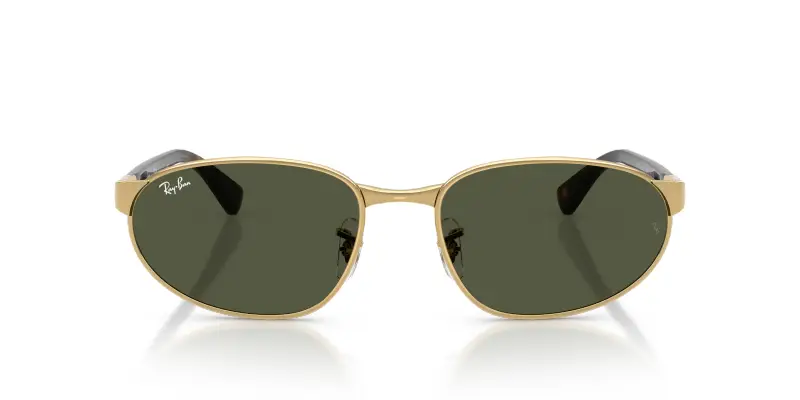 Unisex Ray - Ban RB3777 001/31 Occhiali da sole Metallo Oro Verde Geometrica Normale miniatura 3