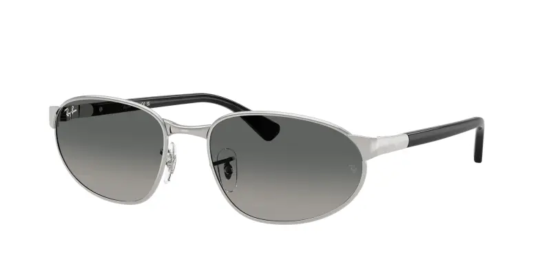 Unisex Ray - Ban RB3777 003/71 Occhiali da sole Metallo Argento Grigio Geometrica Normale Sfumato