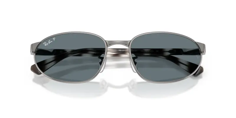 Unisex Ray - Ban RB3777 004/3R Occhiali da sole Metallo Grigio Blu Geometrica Polarizzata miniatura 2