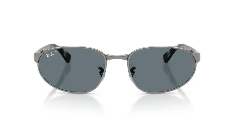 Unisex Ray - Ban RB3777 004/3R Occhiali da sole Metallo Grigio Blu Geometrica Polarizzata miniatura 3