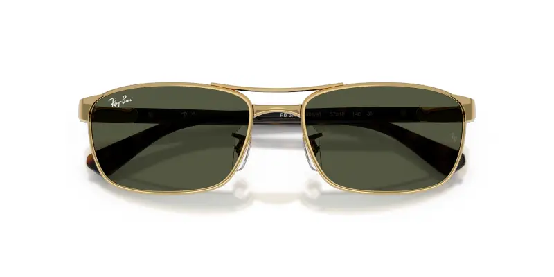 Unisex Ray - Ban RB3778 001/31 Occhiali da sole Metallo Oro Verde Geometrica Normale miniatura 2