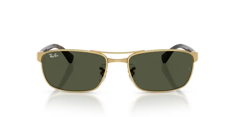 Unisex Ray - Ban RB3778 001/31 Occhiali da sole Metallo Oro Verde Geometrica Normale miniatura 3