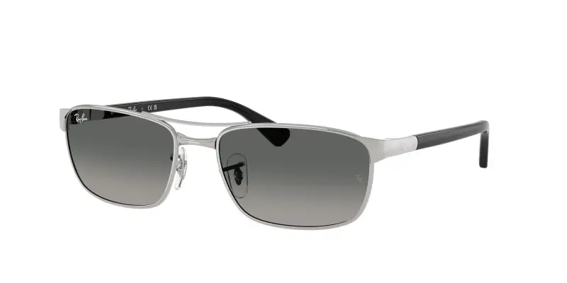 Unisex Ray - Ban RB3778 003/71 Occhiali da sole Metallo Argento Grigio Geometrica Normale Sfumato