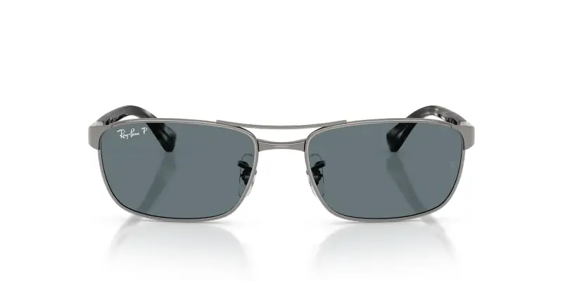 Unisex Ray - Ban RB3778 004/3R Occhiali da sole Metallo Grigio Blu Geometrica Polarizzata miniatura 3