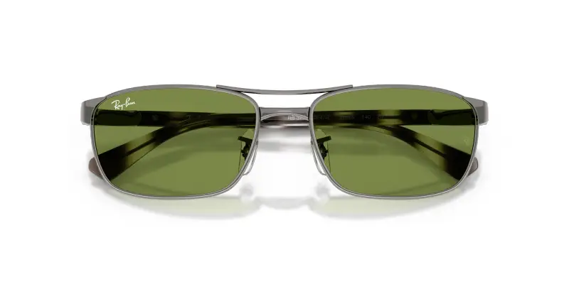Unisex Ray - Ban RB3778 004/4E Occhiali da sole Metallo Grigio Verde Geometrica Normale miniatura 2