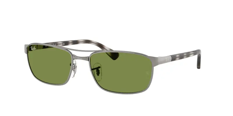 Unisex Ray - Ban RB3778 004/4E Occhiali da sole Metallo Grigio Verde Geometrica Normale