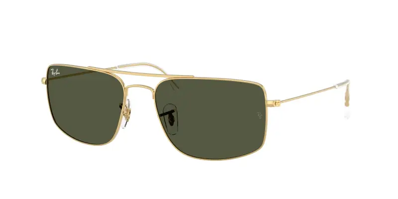 Unisex Ray - Ban RB3779 EXPLORER 3 001/31 Occhiali da sole Metallo Oro Verde Squadrata Normale