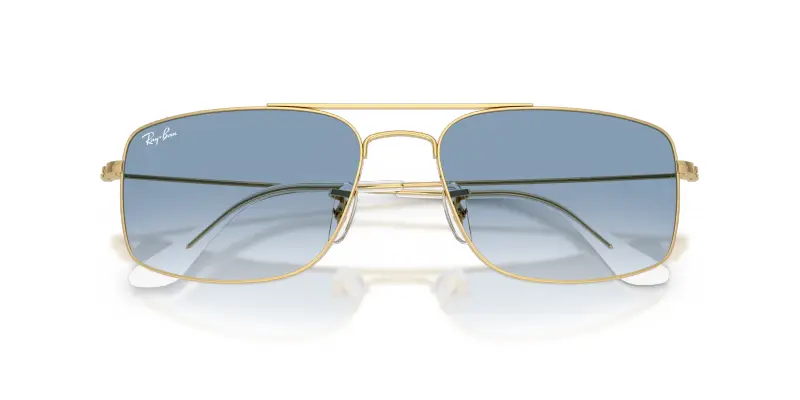 Unisex Ray - Ban RB3779 EXPLORER 3 001/3F Occhiali da sole Metallo Oro Blu Squadrata Normale Sfumato miniatura 2