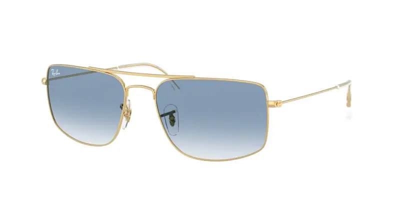 Unisex Ray - Ban RB3779 EXPLORER 3 001/3F Occhiali da sole Metallo Oro Blu Squadrata Normale Sfumato