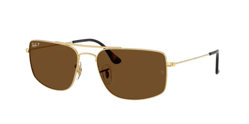 Unisex Ray - Ban RB3779 EXPLORER 3 001/57 Occhiali da sole Metallo Oro Marrone Squadrata Polarizzata