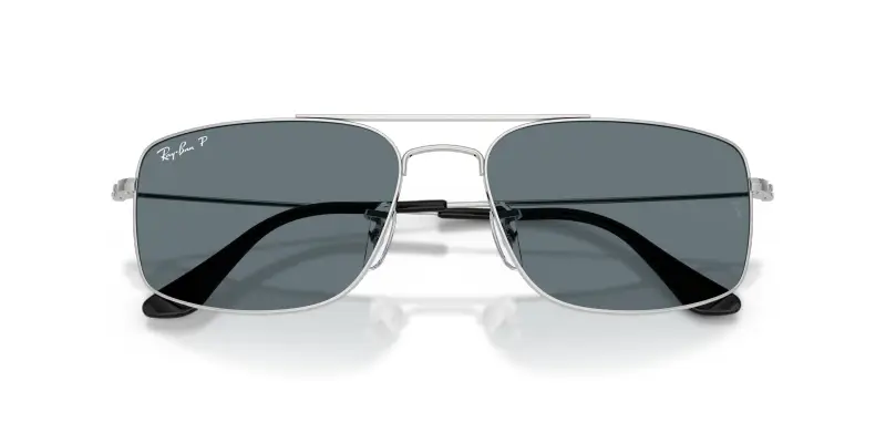 Unisex Ray - Ban RB3779 EXPLORER 3 003/3R Occhiali da sole Metallo Argento Blu Squadrata Polarizzata miniatura 2