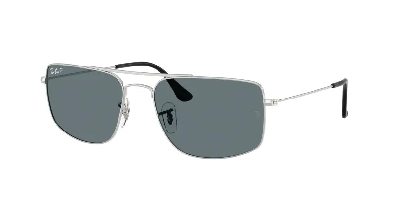 Unisex Ray - Ban RB3779 EXPLORER 3 003/3R Occhiali da sole Metallo Argento Blu Squadrata Polarizzata