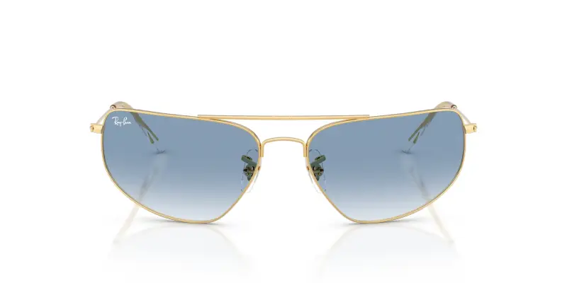 Unisex Ray - Ban RB3780 001/3F Occhiali da sole Metallo Oro Blu Squadrata Normale Sfumato miniatura 3