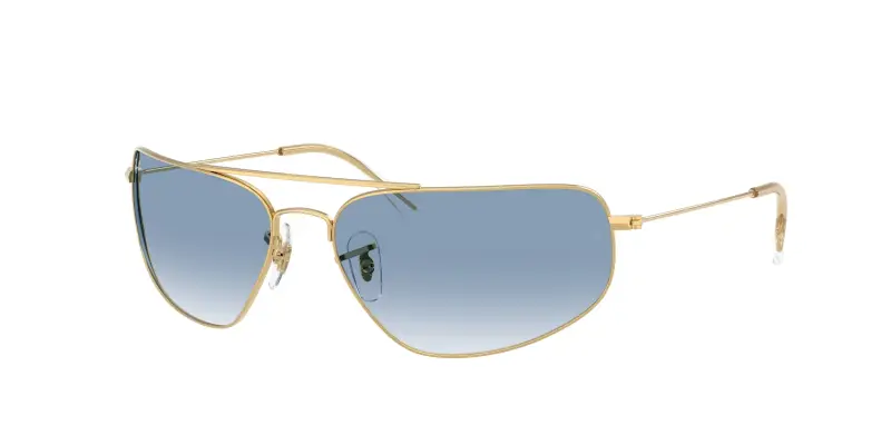Unisex Ray - Ban RB3780 001/3F Occhiali da sole Metallo Oro Blu Squadrata Normale Sfumato