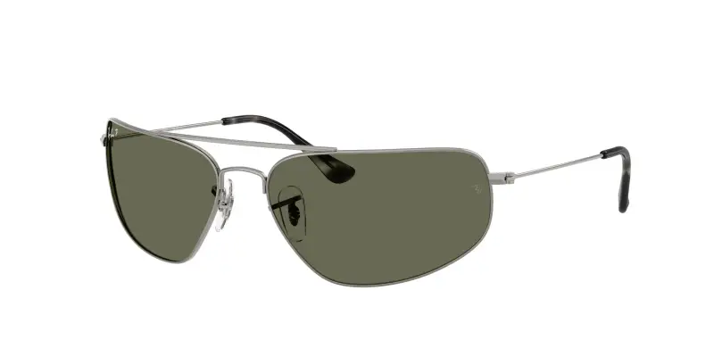 Unisex Ray - Ban RB3780 004/58 Occhiali da sole Metallo Grigio Verde Squadrata Polarizzata