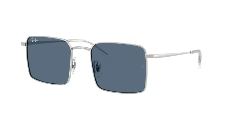 Unisex Ray - Ban RB3782 003/80 Occhiali da sole Metallo Argento Blu Squadrata Normale