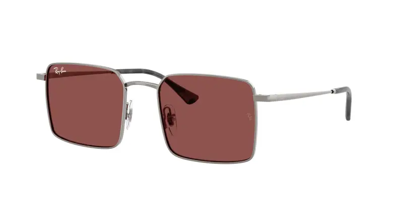 Unisex Ray - Ban RB3782 004/75 Occhiali da sole Metallo Grigio Viola Squadrata Normale
