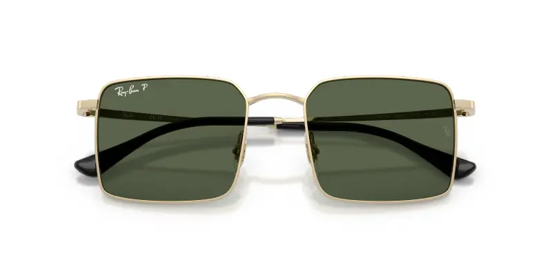 Unisex Ray - Ban RB3782 92139A Occhiali da sole Metallo Oro Verde Squadrata Polarizzata miniatura 2