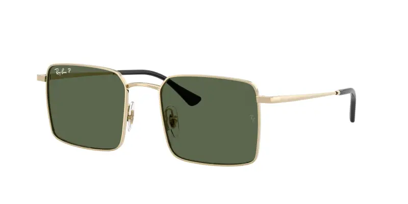 Unisex Ray - Ban RB3782 92139A Occhiali da sole Metallo Oro Verde Squadrata Polarizzata