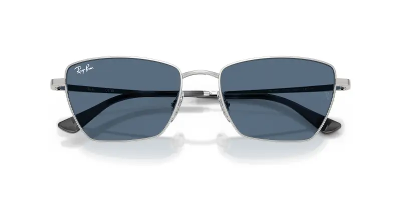 Unisex Ray - Ban RB3783 003/80 Occhiali da sole Metallo Argento Blu Geometrica Normale miniatura 2