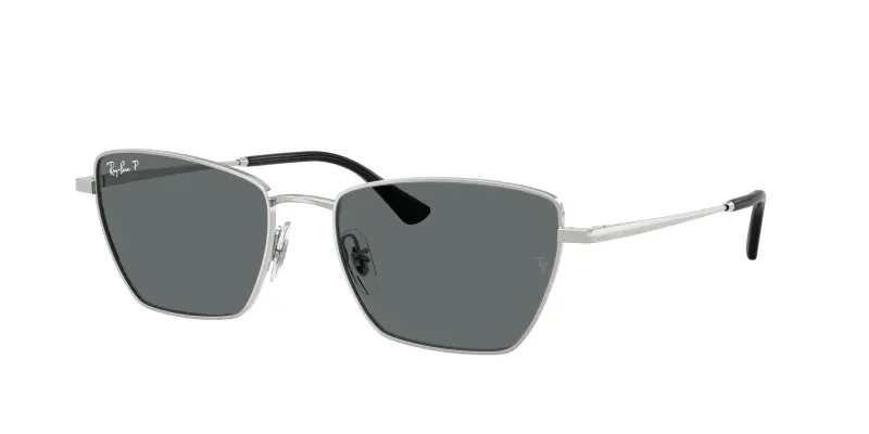 Unisex Ray - Ban RB3783 003/81 Occhiali da sole Metallo Argento Grigio Geometrica Polarizzata