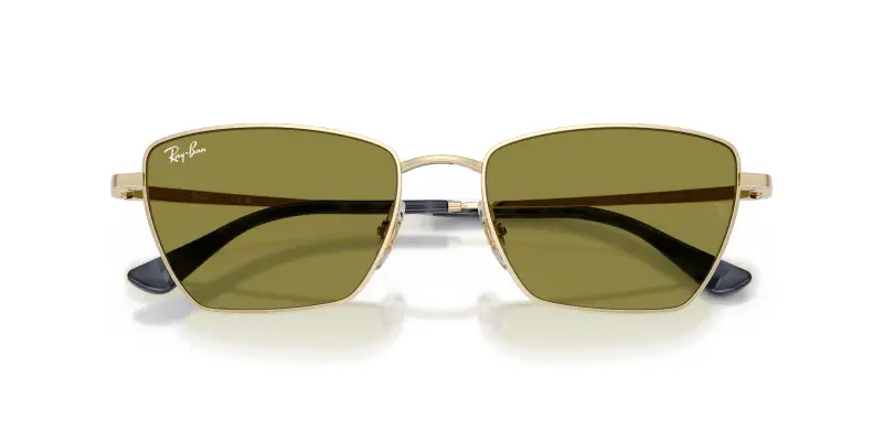 Unisex Ray - Ban RB3783 9213/2 Occhiali da sole Metallo Oro Verde Geometrica Normale miniatura 2