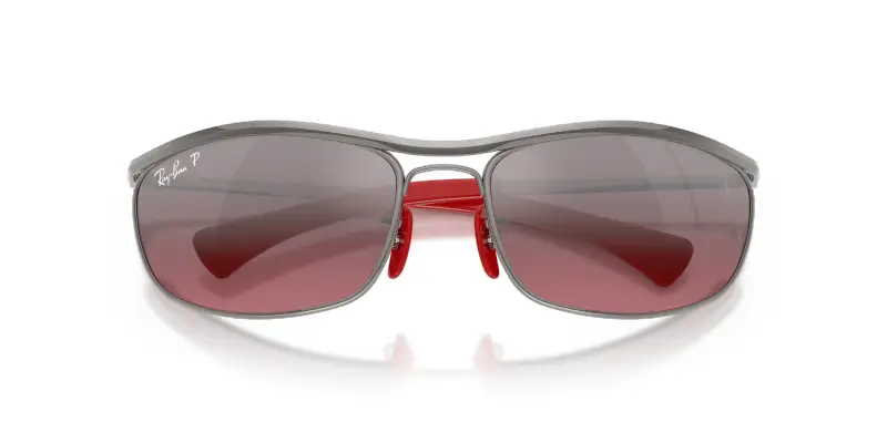 Unisex Ray - Ban RB3819M F0017A Occhiali da sole Metallo Grigio Viola Rotonda Polarizzata miniatura 2