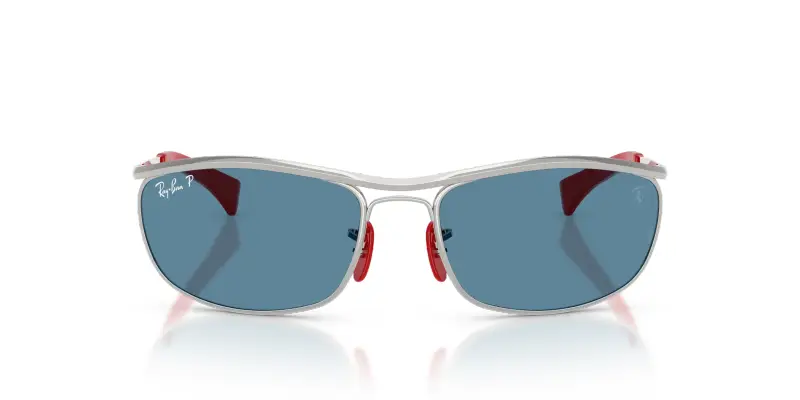 Unisex Ray - Ban RB3819M F007S2 Occhiali da sole Metallo Argento Blu Rotonda Polarizzata miniatura 3