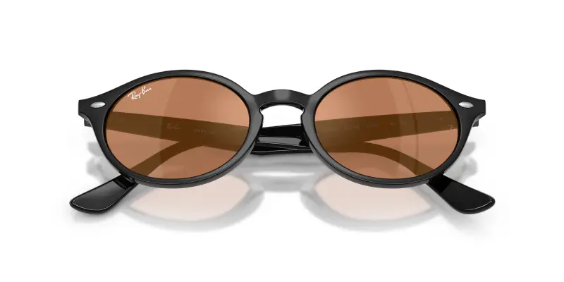 Unisex Ray - Ban RB4315 601/40 Occhiali da sole Nylon Nero Marrone Rotonda Specchiate miniatura 2