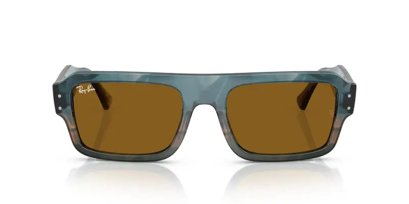 Unisex Ray - Ban RB4454 FLACKO 145333 Occhiali da sole Acetato Blu Marrone Squadrata Normale miniatura 3