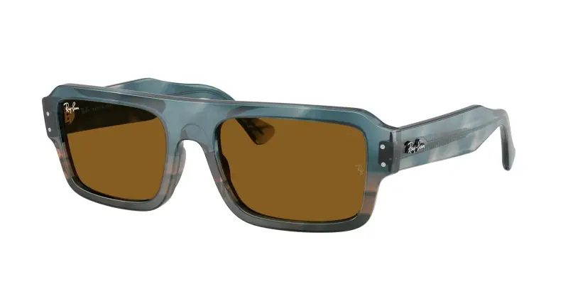 Unisex Ray - Ban RB4454 FLACKO 145333 Occhiali da sole Acetato Blu Marrone Squadrata Normale