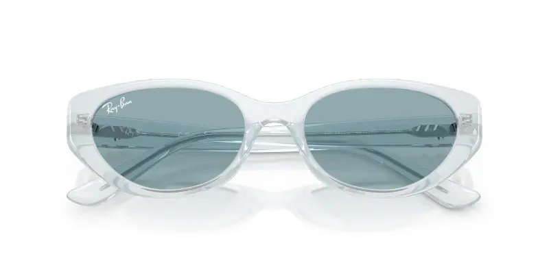 Unisex Ray - Ban RB4457D 687280 Occhiali da sole Iniettato Trasparente Blu Pillow Normale miniatura 2