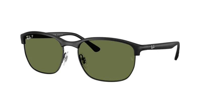 Unisex Ray - Ban RB4469 601S/2 Occhiali da sole Peek Nero Verde Squadrata Polarizzata