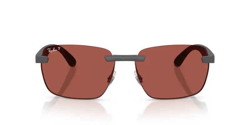 Unisex Ray - Ban RB4470CH 60171B Occhiali da sole Peek Grigio Rosso Geometrica Polarizzata miniatura 3