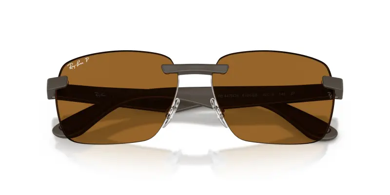 Unisex Ray - Ban RB4470CH 6124BB Occhiali da sole Peek Marrone Bronzo Geometrica Polarizzata miniatura 2