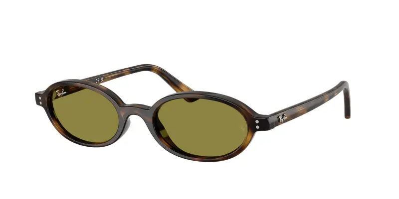 Unisex Ray - Ban RB4472 1359/2 Occhiali da sole Iniettato Tartaruga Verde Rotonda Normale